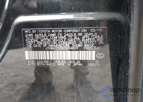 2019 Lexus Is 300 z USA, uszkodzony, nr VIN JTHBA1D22K5094829